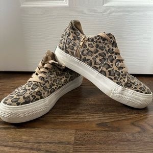 Blowfish leopard print wedge sneakers